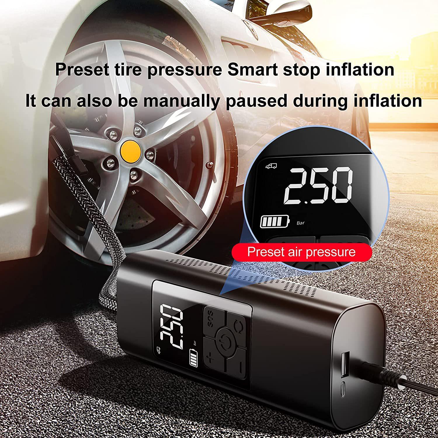 THE AUTO CARTEL® 600mAh 12v Dc Electric Tire Inflator Mini Air Compressor